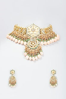 Gold Finish Meenakari Choker Necklace Set