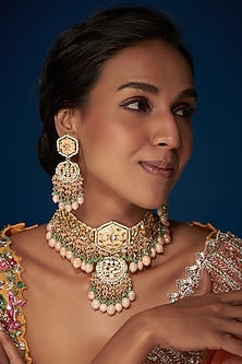 Gold Finish Meenakari Choker Necklace Set