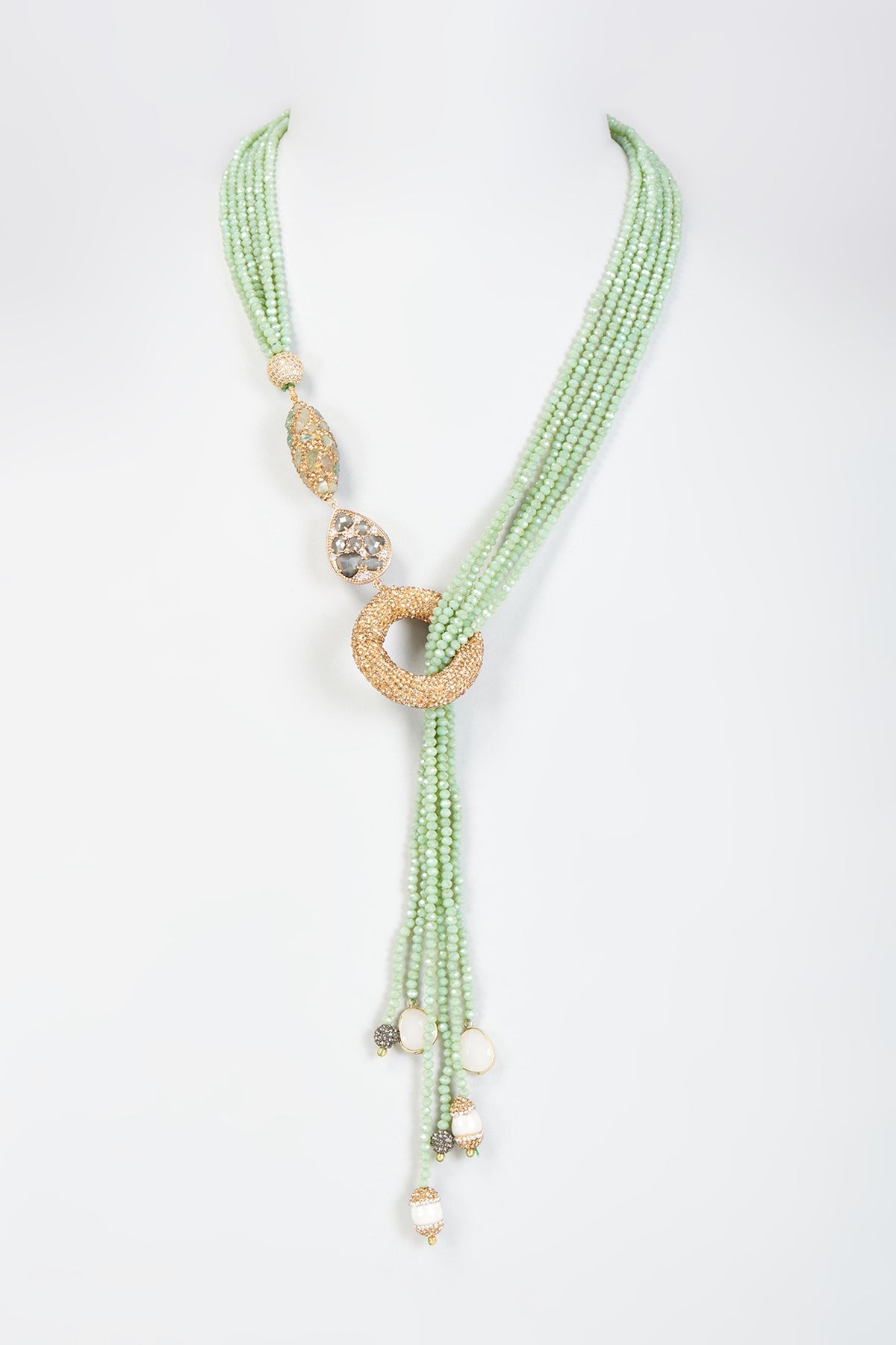Gold Finish Swarovski & Crystal Beaded Necklace