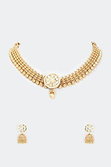 Gold Finish Pearl Necklace Set