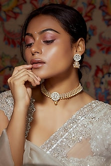 Gold Finish Pearl Necklace Set