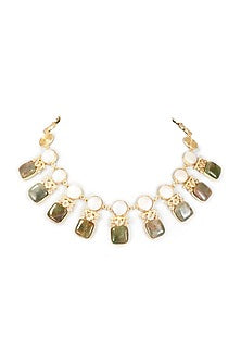 Gold Finish Semi-Precious Stone Necklace