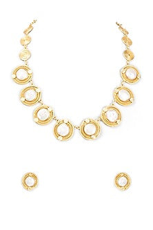 Gold Finish Freshwater Pearl Necklace Set