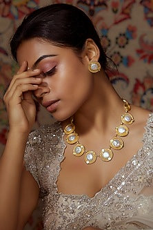 Gold Finish Freshwater Pearl Necklace Set