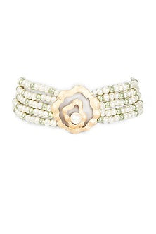 Gold Finish Faux Pearl Choker Necklace