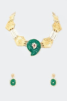 Gold Finish Freshwater Pearl Necklace Set