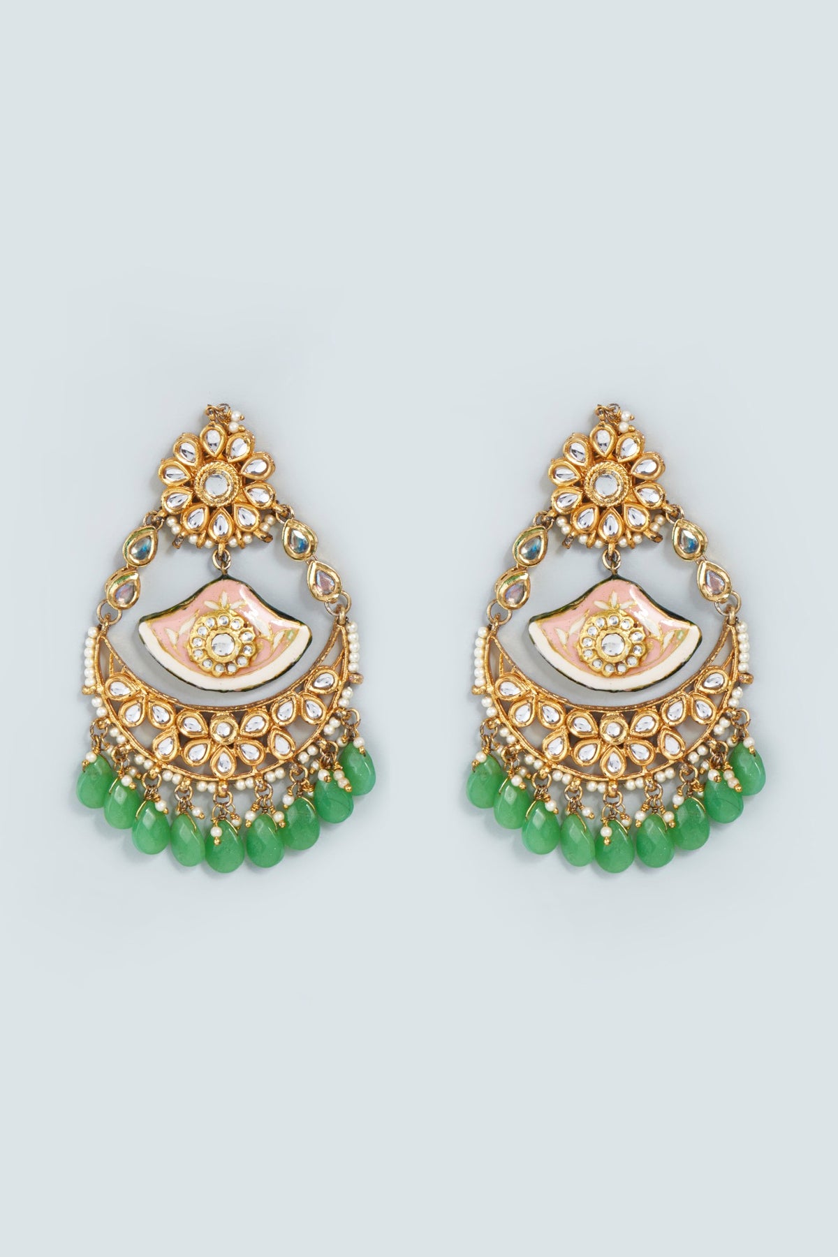 Gold Finish Chandbali Polki Earrings