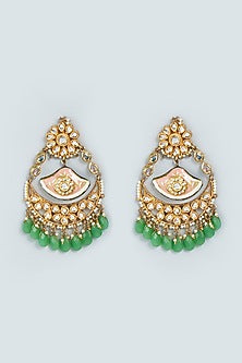Gold Finish Chandbali Polki Earrings