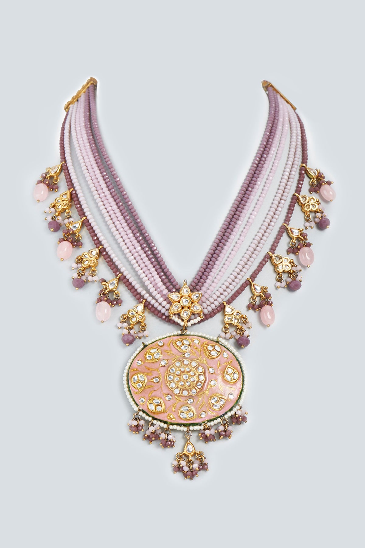 Gold Finish Crystal Beaded Necklace