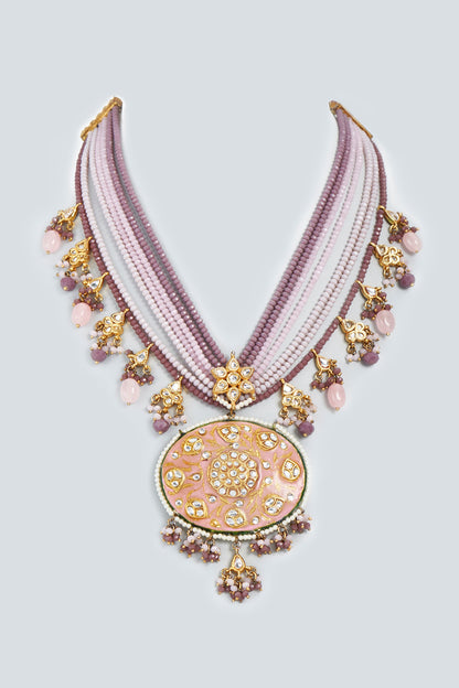Gold Finish Crystal Beaded Necklace