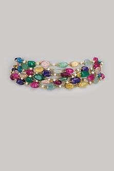 Gold Finish Kundan Polki & Semi-Precious Stone Choker Necklace