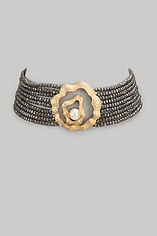 Gold Finish Kundan Polki Choker Necklace