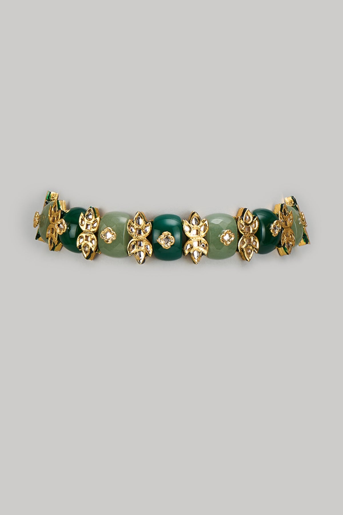 Gold Finish Kundan Polki & Semi-Precious Stone Choker Necklace