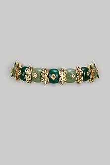 Gold Finish Kundan Polki & Semi-Precious Stone Choker Necklace