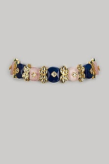 Gold Finish Kundan Polki & Semi-Precious Stone Choker Necklace