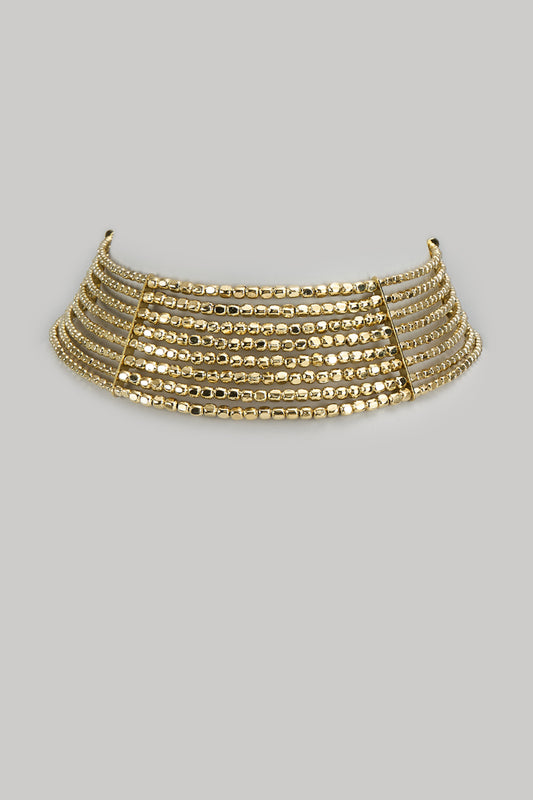 Gold Finish Kundan Polki Choker Necklace
