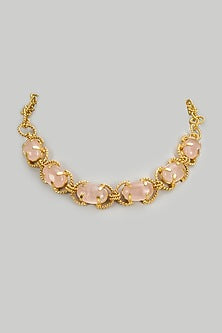 Gold Finish Kundan Polki & Semi-Precious Stone Choker Necklace