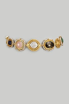 Gold Finish Kundan Polki & Semi-Precious Stone Choker Necklace