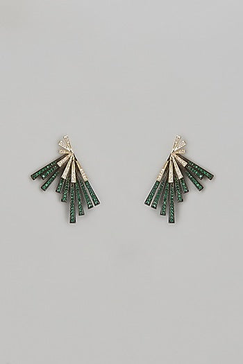 Two-Tone Finish CZ Stone Dangler Earrings