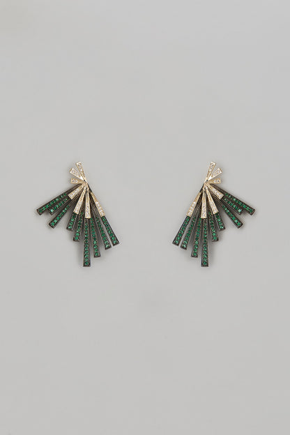Two-Tone Finish CZ Stone Dangler Earrings