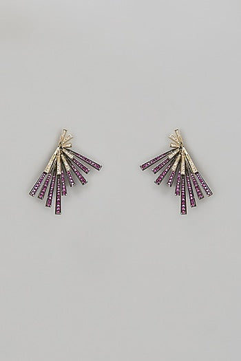Two-Tone Finish CZ Stone Dangler Earrings