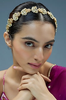 Gold Finish Kundan Polki Mathapatti