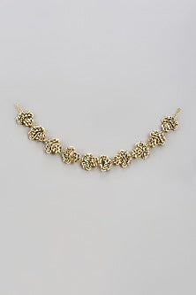 Gold Finish Kundan Polki Mathapatti