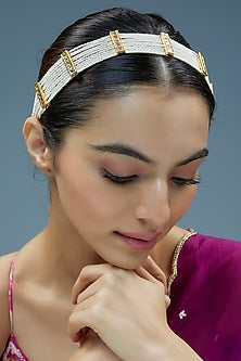 Gold Finish Kundan Polki Mathapatti