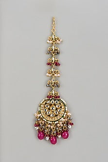 Gold Finish Kundan Polki Maangtikka