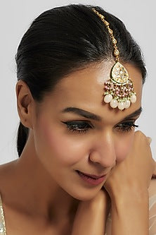 Gold Finish Kundan Polki Maangtikka