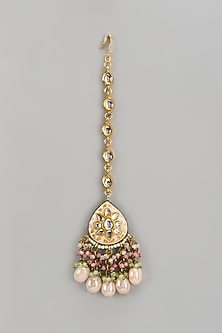 Gold Finish Kundan Polki Maangtikka