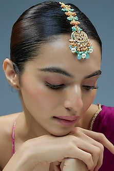 Gold Finish Kundan Polki Maangtikka