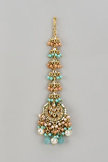 Gold Finish Kundan Polki Maangtikka
