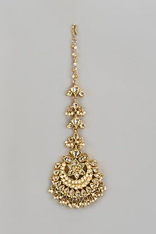 Gold Finish Kundan Polki Maangtikka