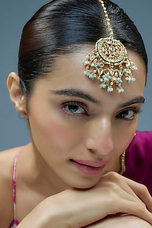 Gold Finish Kundan Polki Maangtikka