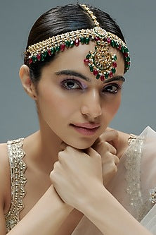 Gold Finish Kundan Polki Maangtikka