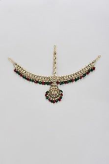 Gold Finish Kundan Polki Maangtikka