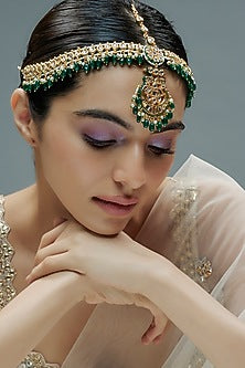 Gold Finish Kundan Polki Maangtikka