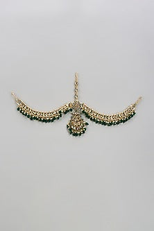 Gold Finish Kundan Polki Maangtikka