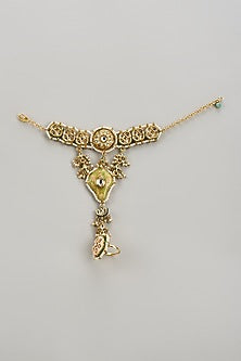 Gold Finish Kundan Polki Hathphool