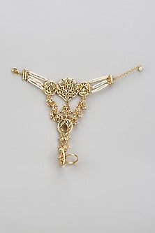 Gold Finish Kundan Polki Hathphool