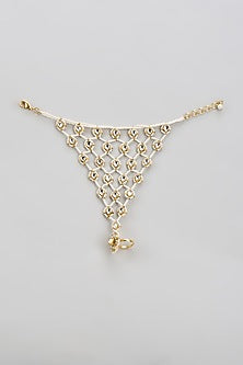 Gold Finish Kundan Polki Hathphool