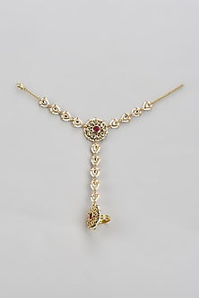 Gold Finish Kundan Polki Hathphool
