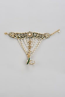 Gold Finish Kundan Polki Hathphool