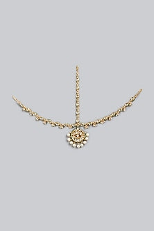 Gold Finish Kundan Polki Mathapatti