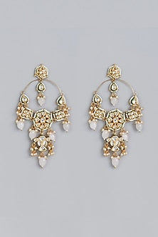 Gold Finish Meenakari Kundan Polki Earrings