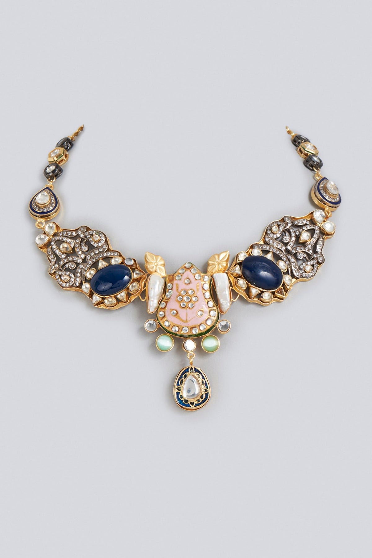 Two Tone Finish Kundan Polki Necklace