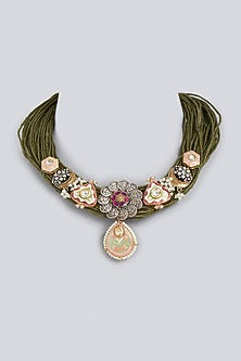 Two Tone Finish Zircons Necklace