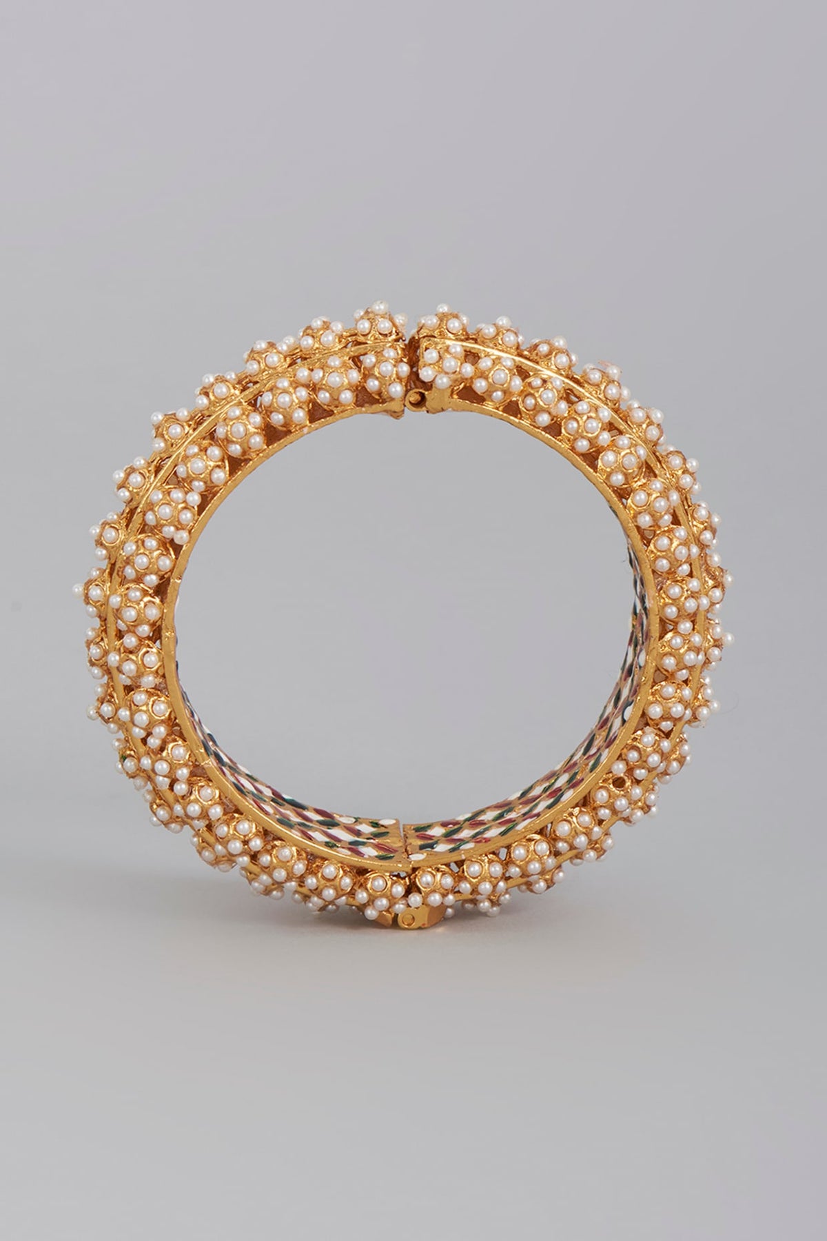 Gold Finish Faux Pearls Bangle