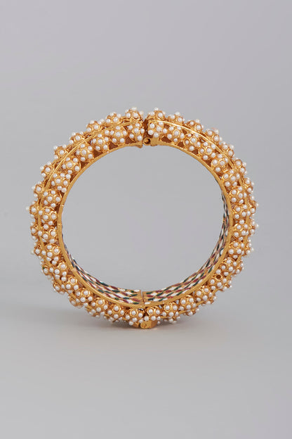 Gold Finish Faux Pearls Bangle